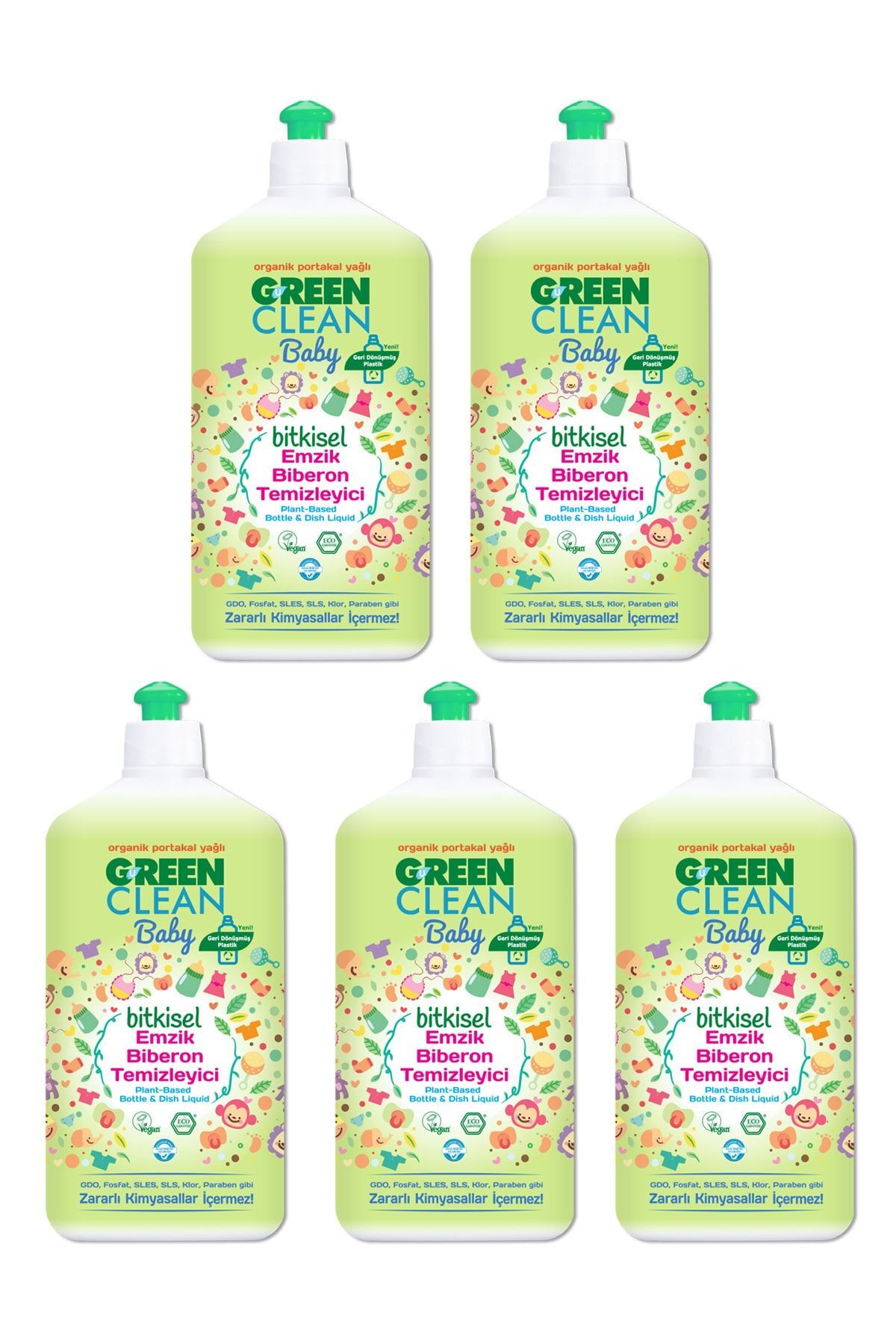 Green Clean Baby Organik Portakal Yağlı Bitkisel Emzik Biberon Temizleyici 500 Ml 5'li