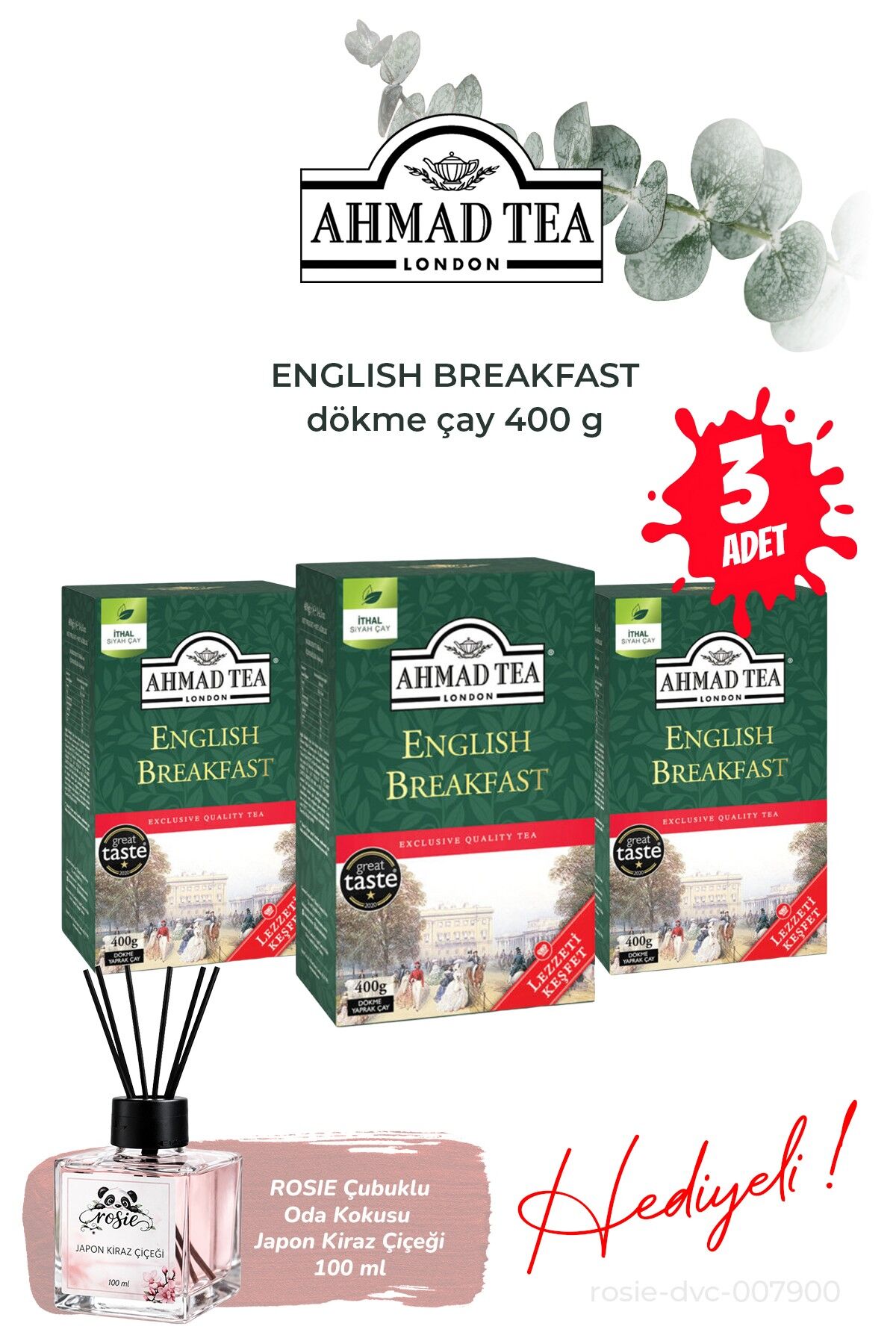 English Breakfast 3 Paket dökme çay 400 g ve Oda Kokusu