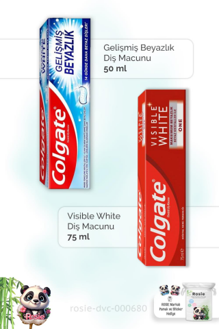 Colgate Gelişmiş Beyazlık 50 ml,  Visible White 75 ml Diş Macunu ve ROSIE