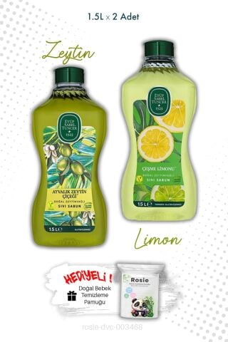 Limon ve Ayvalık Zeytin Çiçeği Sıvı Sabun 1.5L ve ROSIE