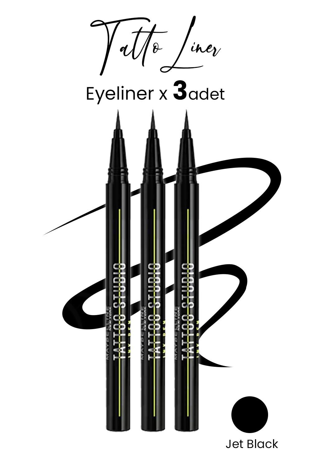 Maybelline Tattoo Liner Ink Pen Eyeliner - Jet Black  x 3 Adet