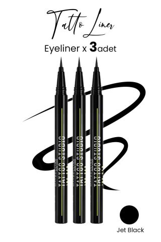 Maybelline Tattoo Liner Ink Pen Eyeliner - Jet Black  x 3 Adet