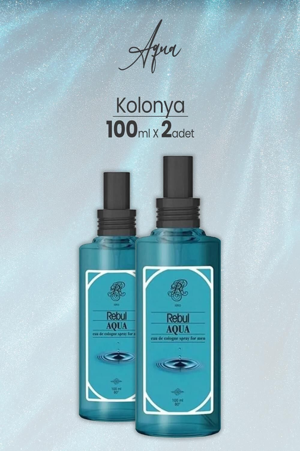 Rebul Aqua Spreyli Cam Şişe Kolonya 100 ml x 2 Adet