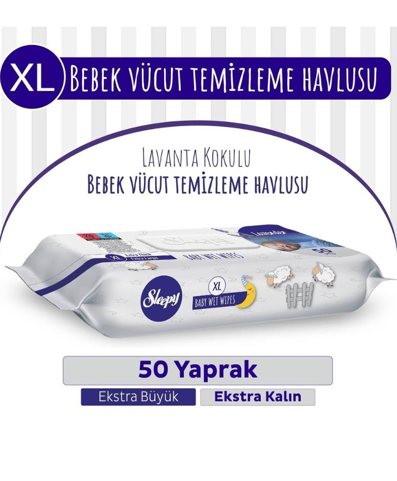 Sleepy XL Lavanta Kokulu Bebek Vücut Temizleme Mendili 50 Yaprak