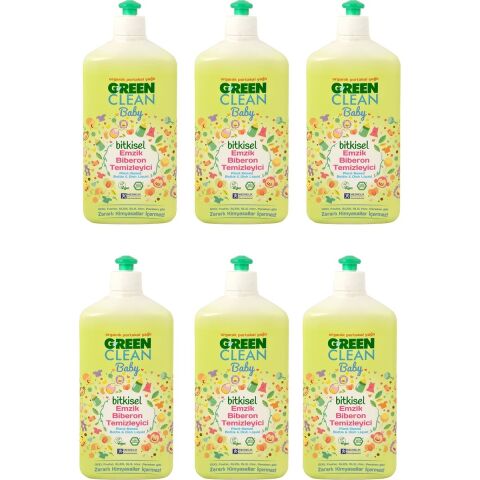 Green Clean Organik Portakal Yağlı Baby Biberon Emzik Temizleyici 500 ml 6'lı Set