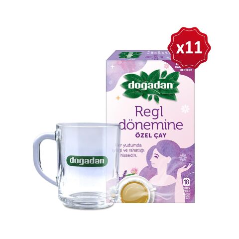Doğadan Regl Dönemine Özel Bitki Çay Bardak Hediyeli 11 Adet