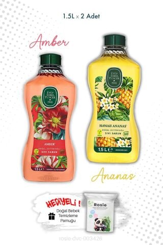 Eyüp Sabri Tuncer Amber ve Hawaii Ananas 1.5L Sıvı Sabun ve ROSIE