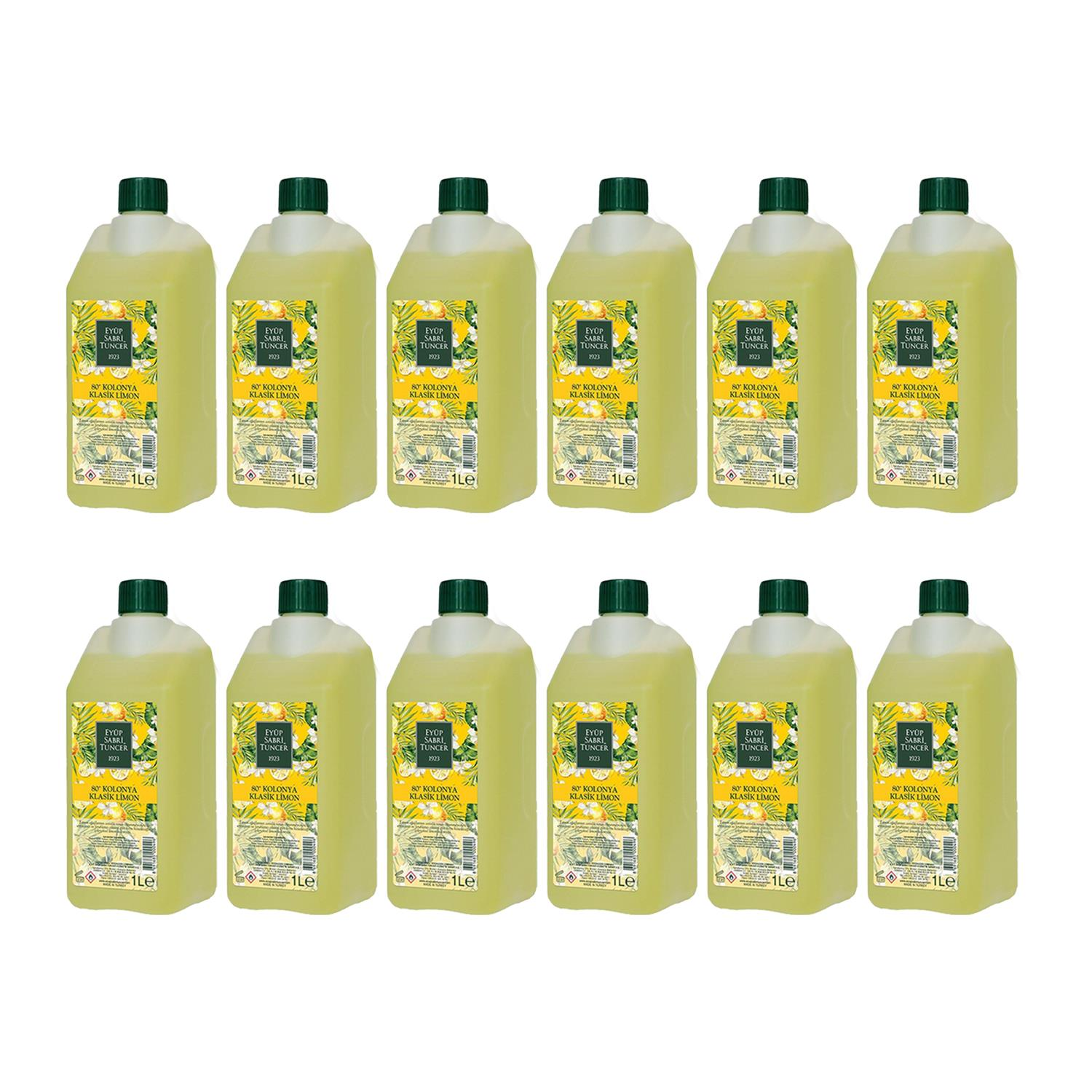 Eyüp Sabri Tuncer Klasik Limon Kolonyası Yedek Şişe 1 Litre x 12 Adet