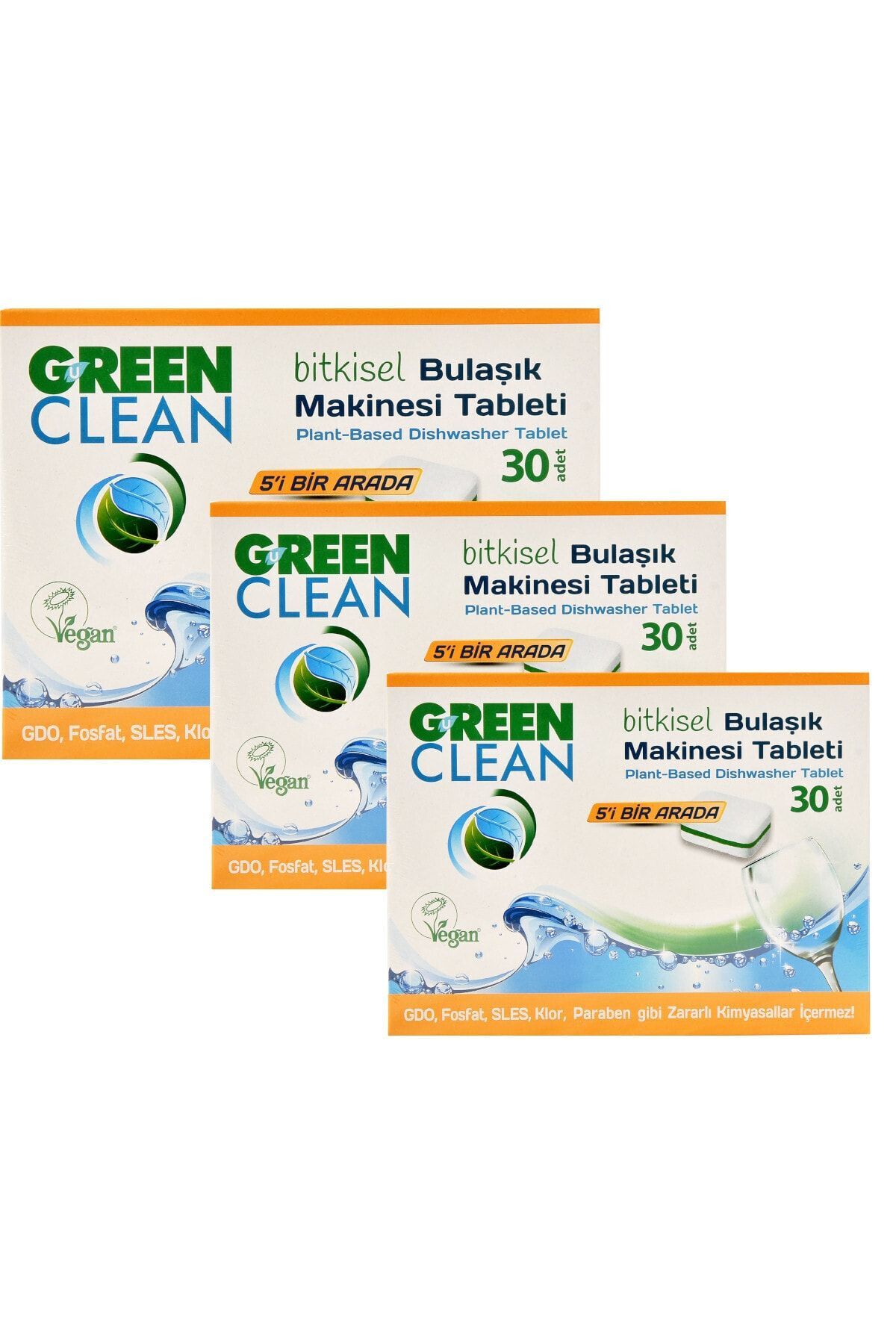 Green Clean Bitkisel Bulaşık Makinesi Tableti 30'lu X 3 Adet