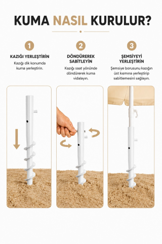 Plaj Keyfi Antrasit Plaj Şemsiyesi 200 çap/10 çelik tel + Kazık + Kılıf