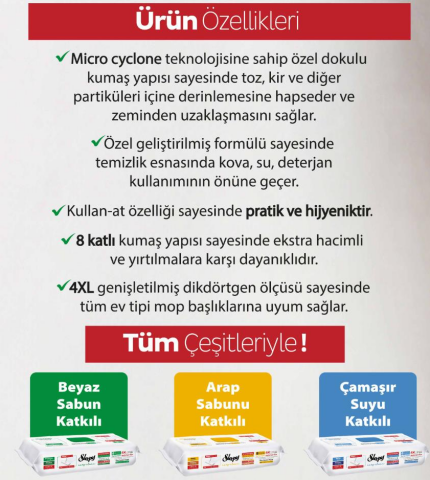 Sleepy Easy Clean Mopa Uyumlu 5'li Islak Mendil Paketi ve ROSIE pamuk hediye