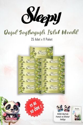 Sleepy 11 AL 10 ÖDE Zeytinyağlı Islak Havlu 25'li ve ROSIE