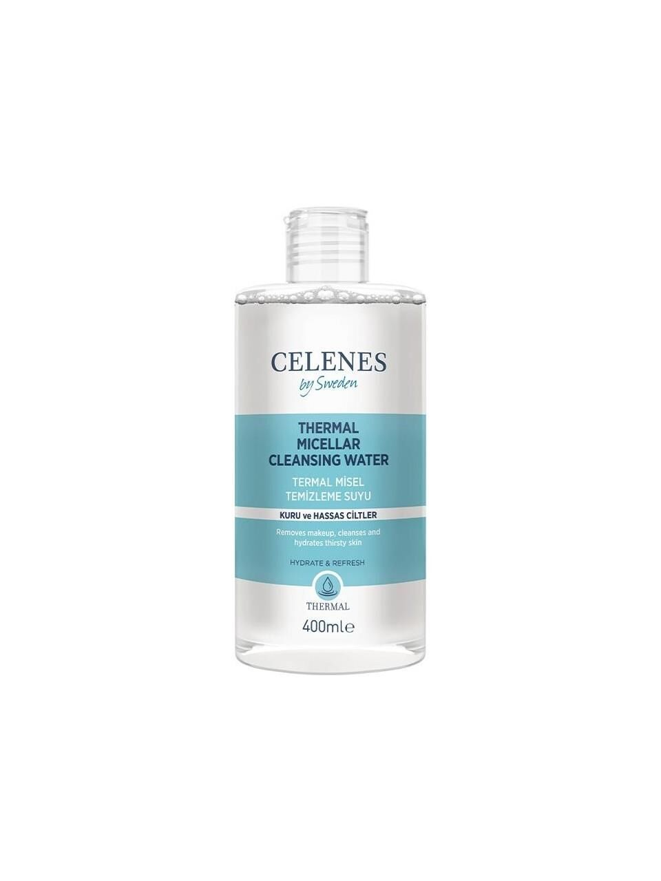 Celenes Thermal Misel Kuru ve Hassas Ciltler için Yüz Temizleme Suyu, 400 ml