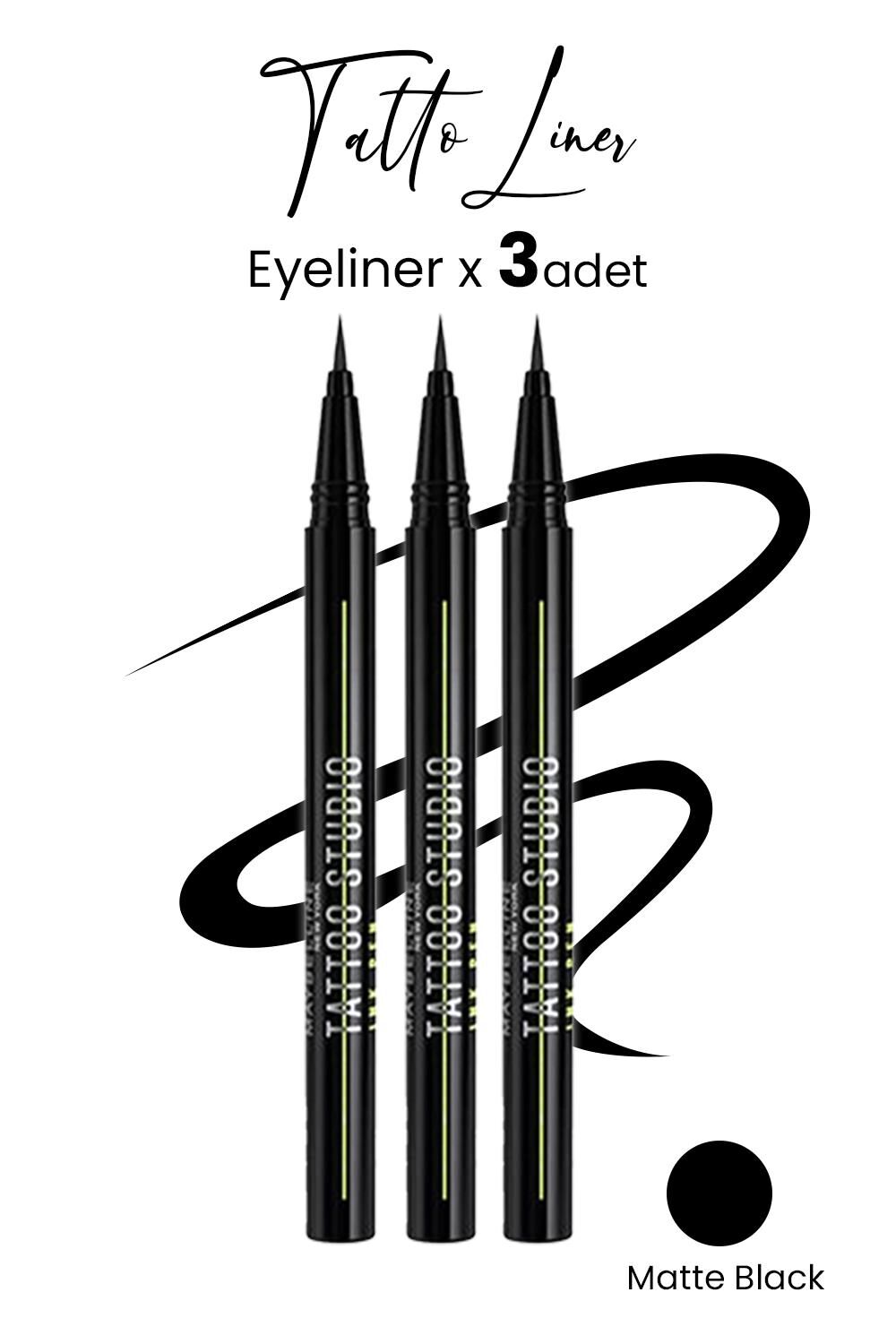 Maybelline Tattoo Liner Ink Pen Eyeliner - Matte Black  x 3 Adet