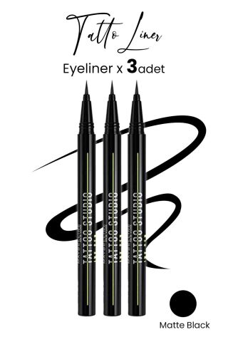Maybelline Tattoo Liner Ink Pen Eyeliner - Matte Black  x 3 Adet