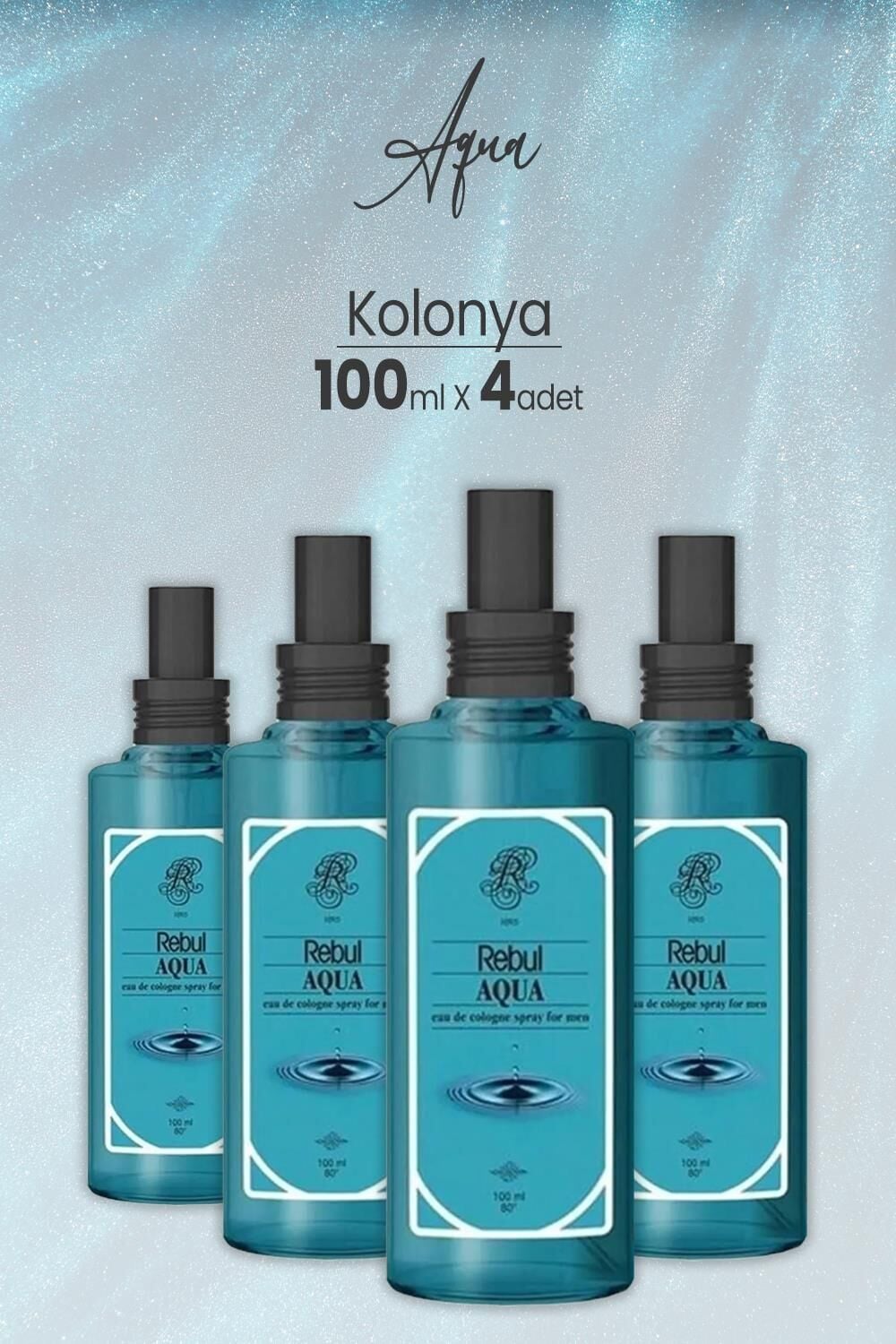 Rebul Aqua Spreyli Cam Şişe Kolonya 100 ml x 4 Adet