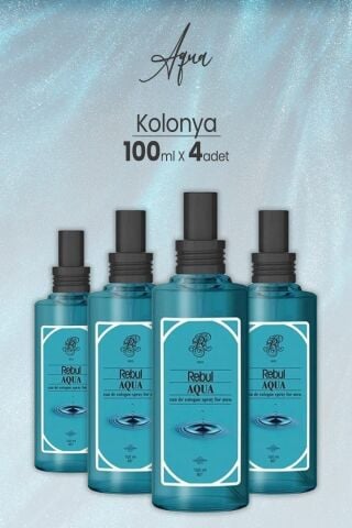 Rebul Aqua Spreyli Cam Şişe Kolonya 100 ml x 4 Adet