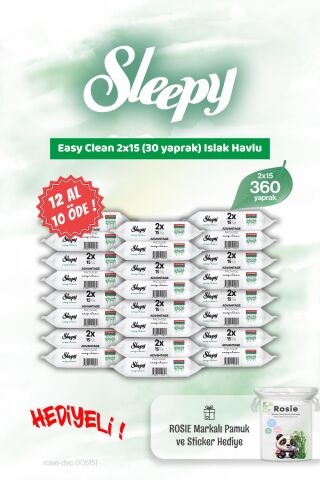 12 AL 10 ÖDE Sleepy 2x15 Easy Clean Islak Mendil ve Rosie Hediye