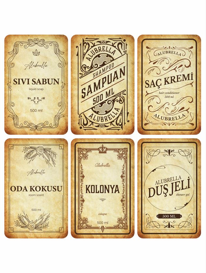 Banyo Temalı Şişe Etiketleri