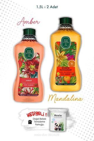 1.5L Amber ve Bodrum Mandalinası Sıvı Sabun ve ROSIE