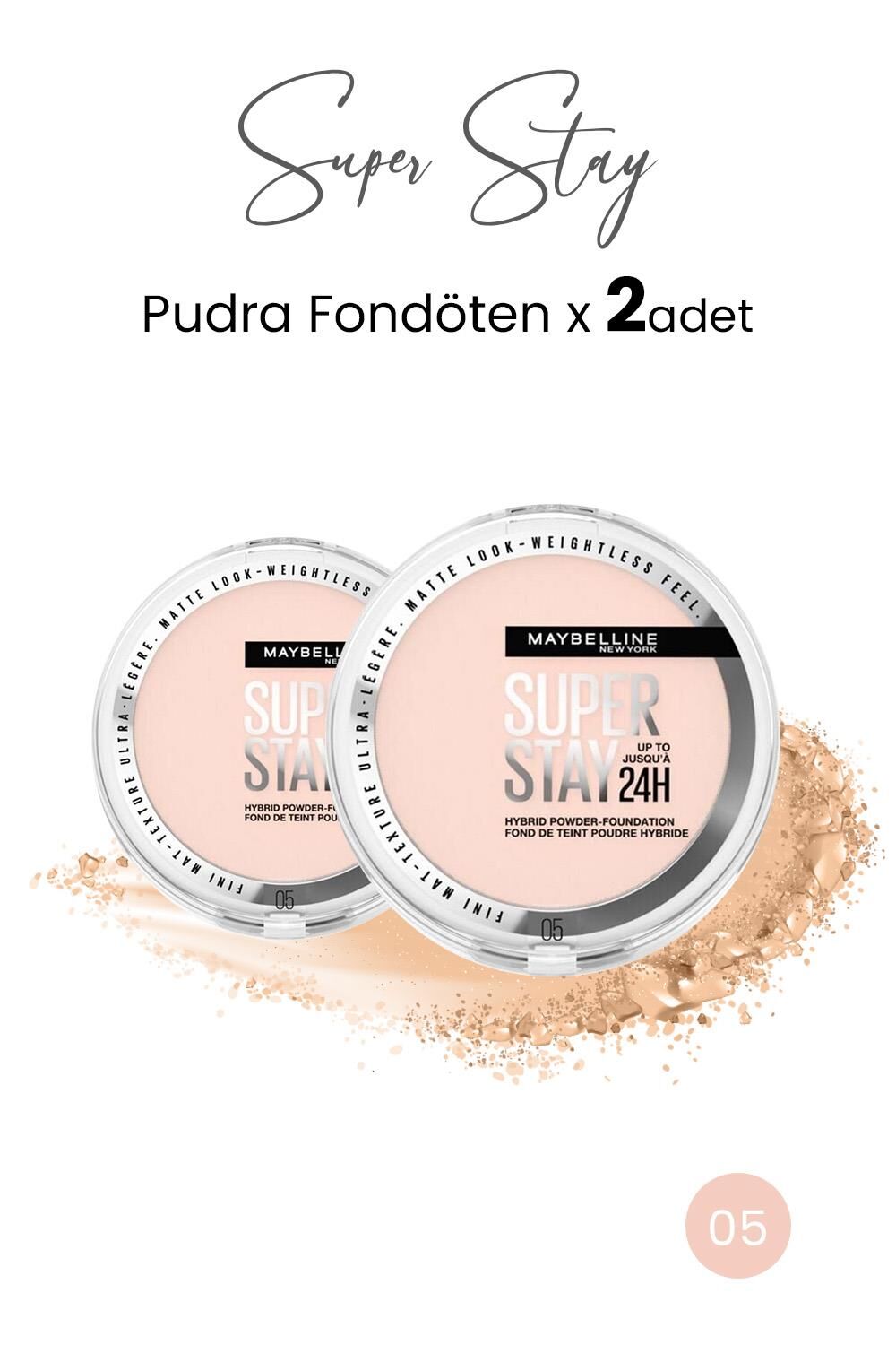Maybelline New York Superstay Hibrit Pudra-Fondöten 05  x 2 Adet