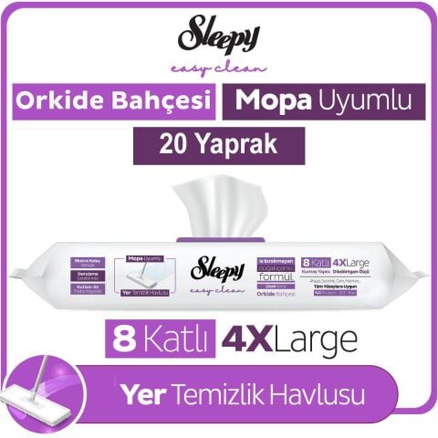 Sleepy Easy Clean Orkide Bahçesi Mopa Uyumlu Yer Temizlik Havlusu 20 Yaprak