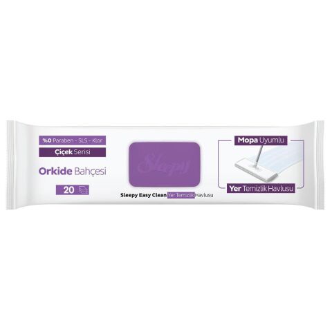 Sleepy Easy Clean Orkide Bahçesi Mopa Uyumlu Yer Temizlik Havlusu 20 Yaprak