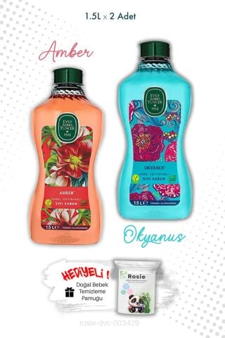 1.5L Okyanus ve Amber Sıvı Sabun Eyüp Sabri Tuncer ve ROSIE