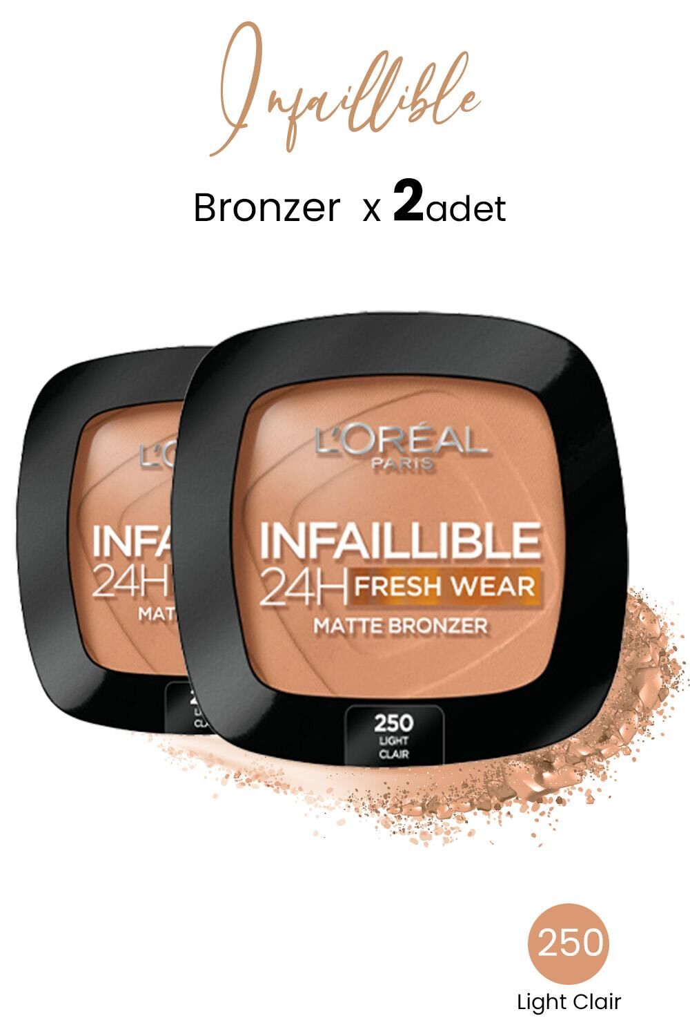 Loreal Paris Infaillible 24H Fresh Wear Matte Bronzer 250 Light Clair x 2 Adet