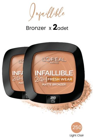 Loreal Paris Infaillible 24H Fresh Wear Matte Bronzer 250 Light Clair x 2 Adet