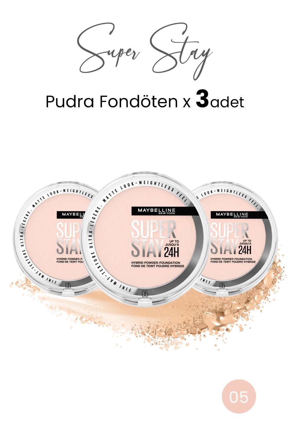 Maybelline New York Superstay Hibrit Pudra-Fondöten 05  x 3 Adet