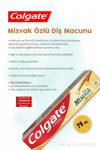 Colgate Hassasiyete Pro Çözüm 75 ml,  Misvak Özlü 75 ml Diş Macunu, Diş Macunu Aparatı ve ROSIE