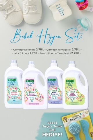 Green Clean Baby Deterjan, Yumuşatıcı, Leke Çıkarıcı, Emzik Temizleyici ve Hediyeli