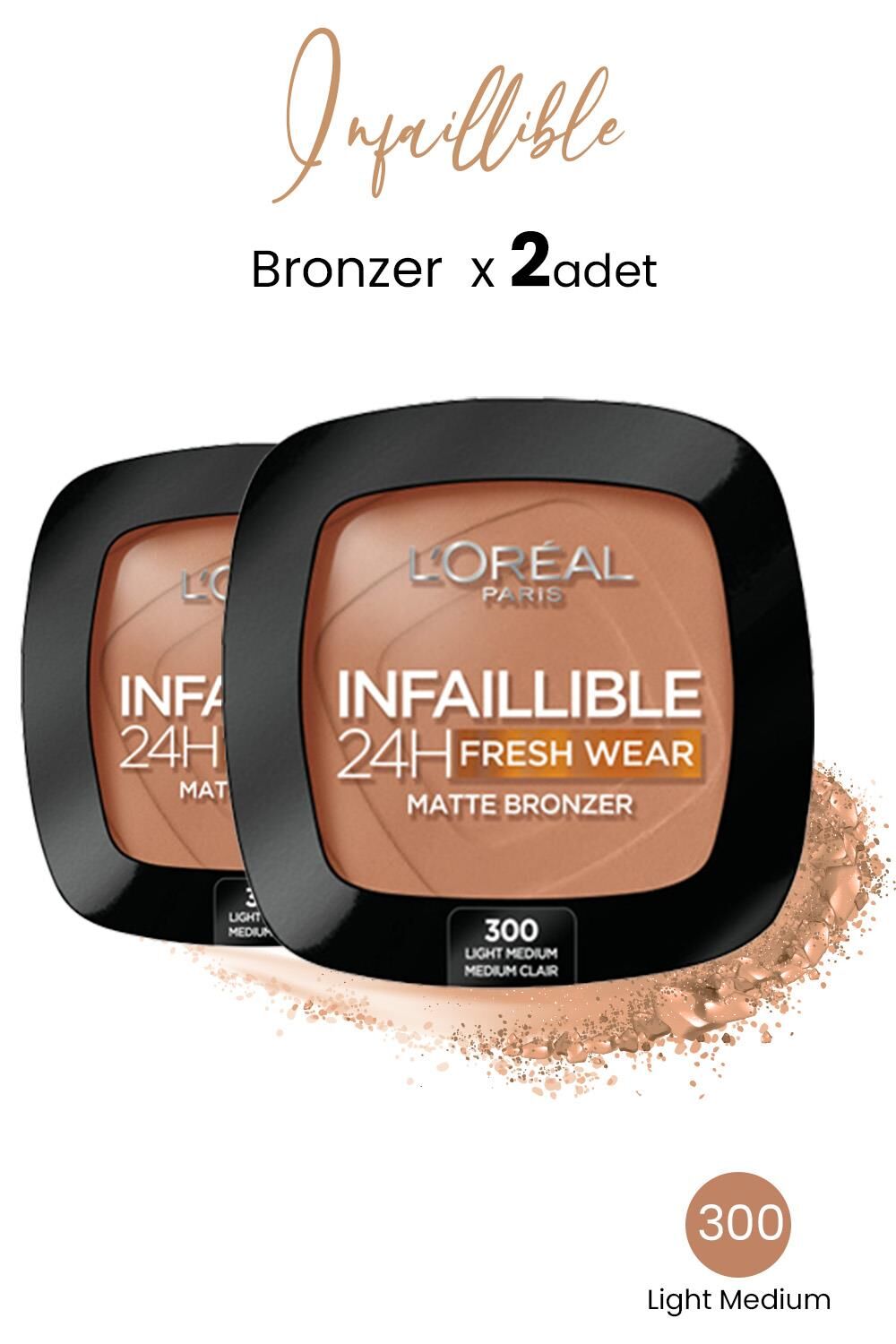 Loreal Paris Infaillible 24H Fresh Wear Matte Bronzer 300 Light Medium x 2 Adet