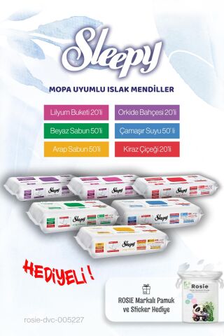 Sleepy Mop Ailesi (210 yaprak) ve Rosie pamuk hediye