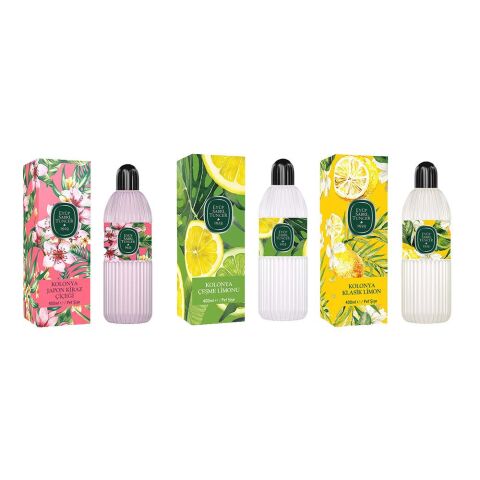 Eyüp Sabri Tuncer Kolonya Japon Kiraz Çiçeği, Çeşme Limonu ve Klasik Limon Pet Şişe 400 ML