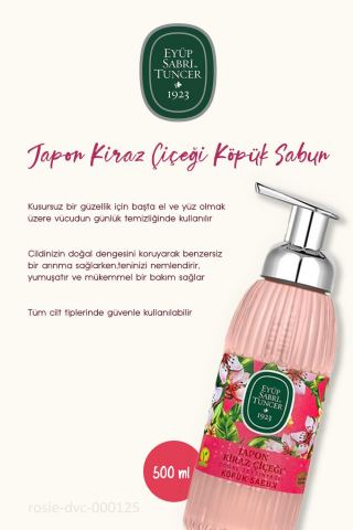 Eyüp Sabri Tuncer Zeytinyağlı Japon Kiraz Çiçeği Köpük Sabun 500 ml ve ROSIE
