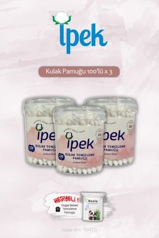 100'lü x 3 İpek Kulak Pamuğu ve ROSIE Hediye