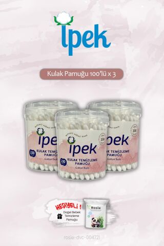 100'lü x 3 İpek Kulak Pamuğu ve ROSIE Hediye