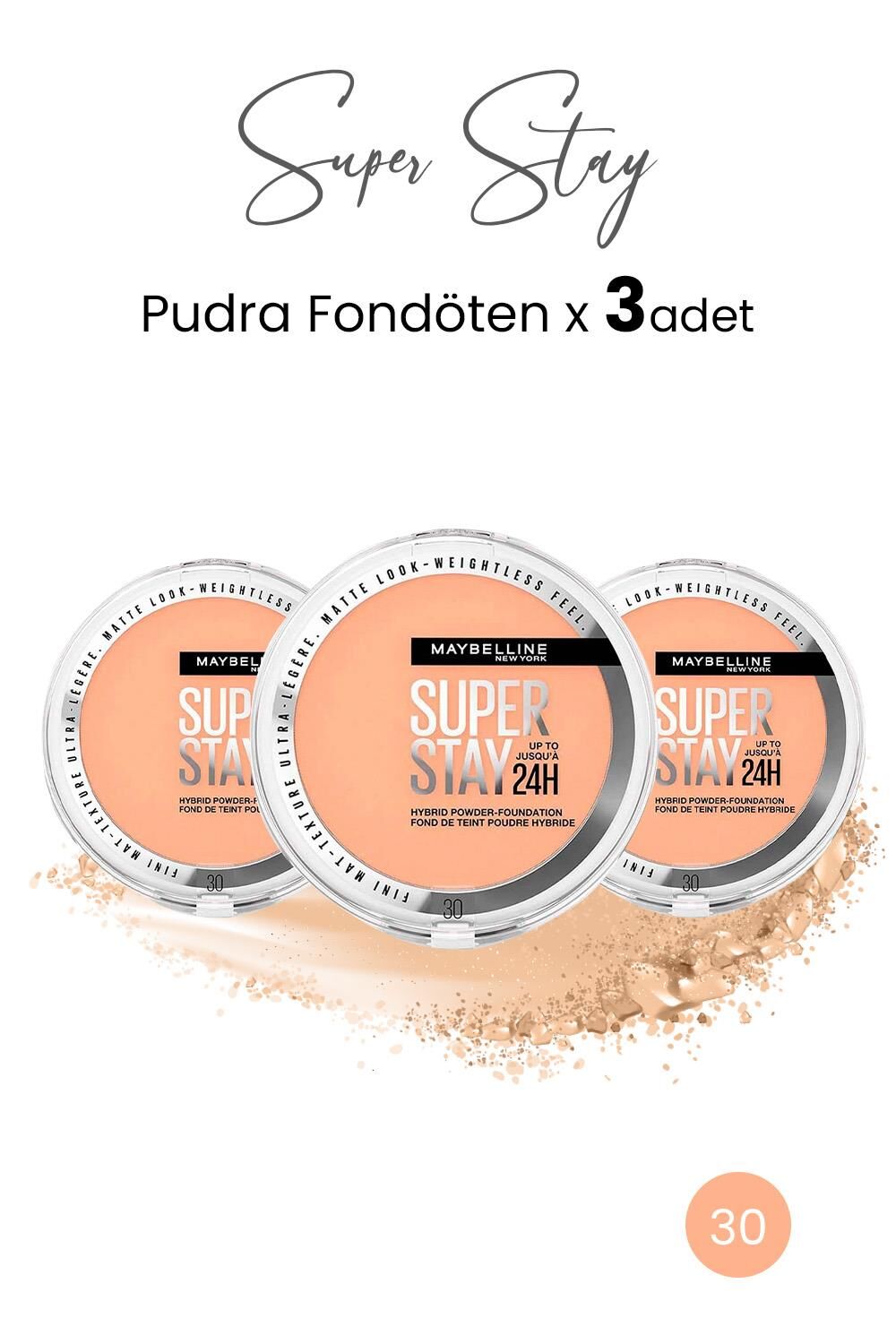 Maybelline New York Superstay Hibrit Pudra-Fondöten 30  x 3 Adet