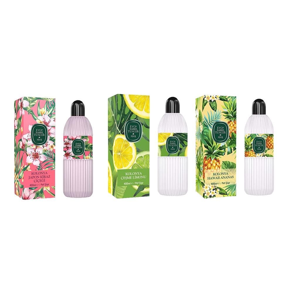Eyüp Sabri Tuncer Kolonya Japon Kiraz Çiçeği, Çeşme Limonu ve Hawaii Ananas Pet Şişe 400 ML