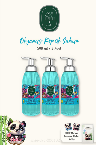 Eyüp Sabri Tuncer 3'lü Okyanus Köpük Sabun 500 ml, %100 Doğal ROSIE Pamuk