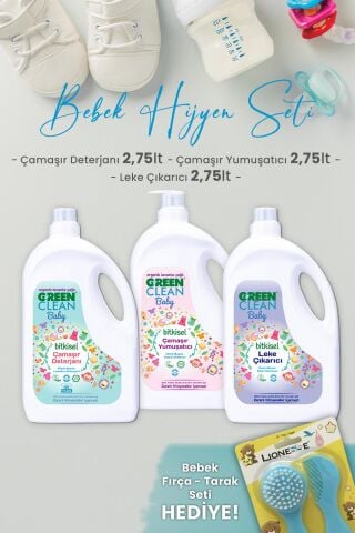 Green Clean Baby Çamaşır Deterjanı, Yumuşatıcı, Leke Çıkarıcı 2,75 ve Hediyeli