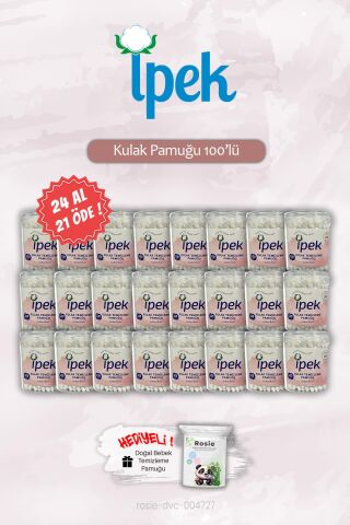 İpek 24 AL 21 ÖDE Kulak Pamuğu 100'lü, ROSIE Hediye