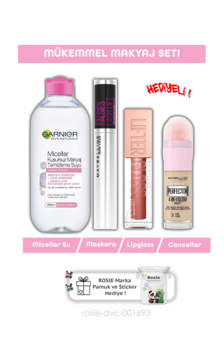 Maybelline Instant Anti Age Kapatıcı - 01 Light, Lash Maskara,016 Rust Ruj ,Micellar 400 ml ve ROSIE