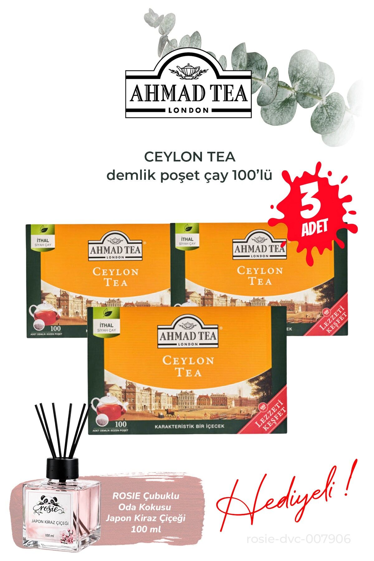 Demlik Poşet 3 Paket/100’lü Ceylon Tea ve Oda Kokusu
