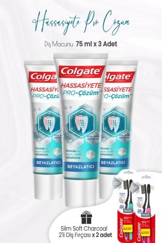 Colgate Hassasiyete Pro Çözüm Diş Macunu 75 ml x3 Adet ve 2'li Diş Fırçası x 2 Adet