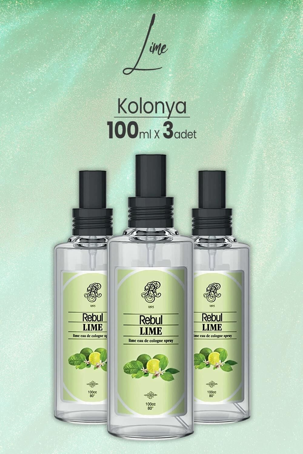 Rebul Lime, Limon Kolonyası 100 ml x 3 Adet