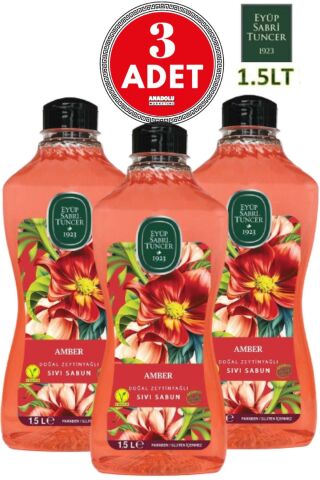 Doğal Zeytinyağlı Sıvı Sabun Amber 1500 ml X 3 Adet