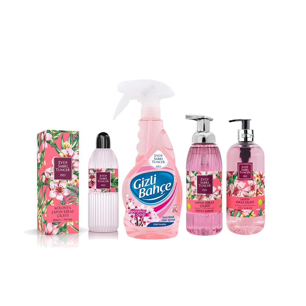 Eyüp Sabri Tuncer Japon Kiraz Çiçeği Kolonya 400 ML, Sıvı Sabun 500 ML, Köpük Sabun 500 ML, Oda Kokusu 500 ML